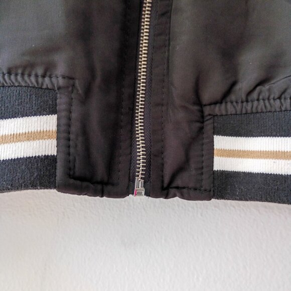 Stradivarius Bomber Jacket Black with Striped Trim | Size S - Picture 3 of 7